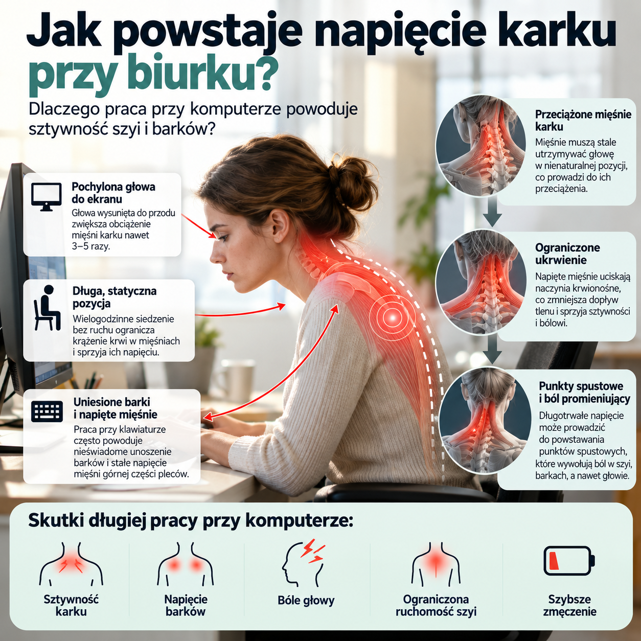 napięcie karku przy biurku